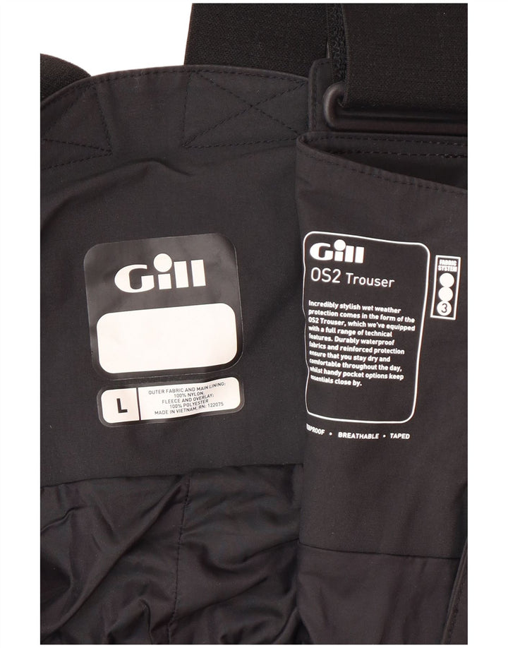 GILL Masculino Cargo Calça impermeável grande preta de nylon náutico