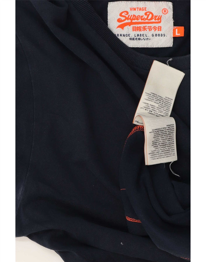 Camiseta masculina Superdry Top grande algodão azul marinho