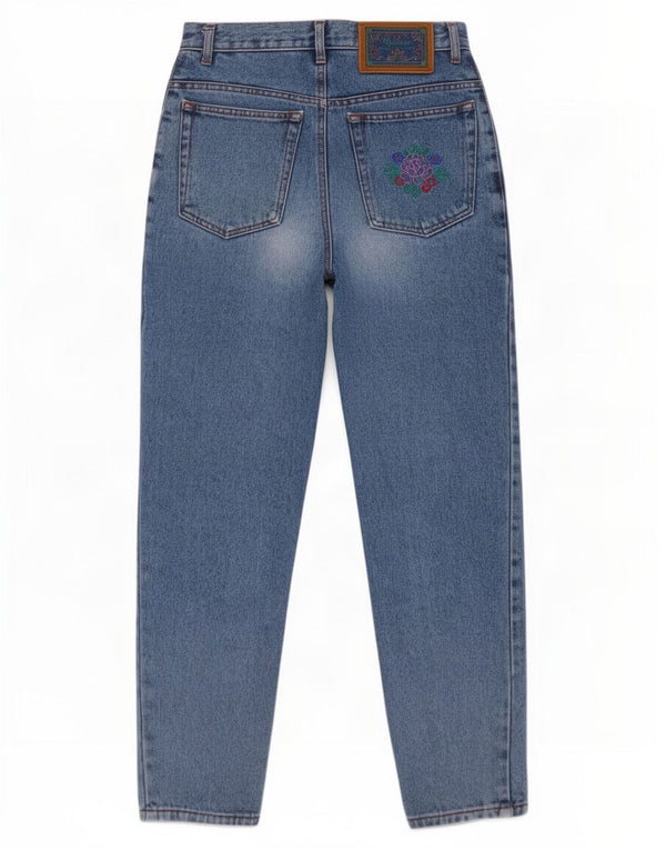Carino Jeans feminino cintura alta cônico IT 42 médio W29 L27 azul floral