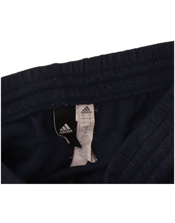 Calça de treino masculina Adidas grande algodão azul marinho