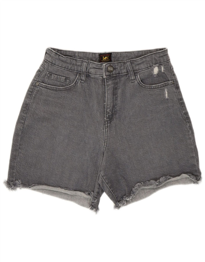 Shorts jeans feminino Lee desgastado US 4 pequeno W27 algodão cinza