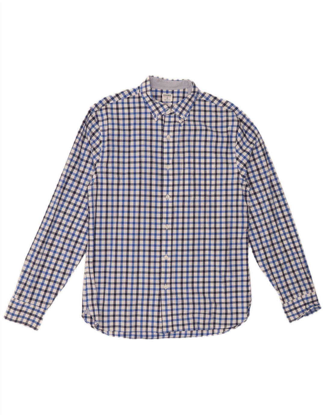 Camisa masculina de ajuste padrão BONOBOS de algodão guingão azul médio