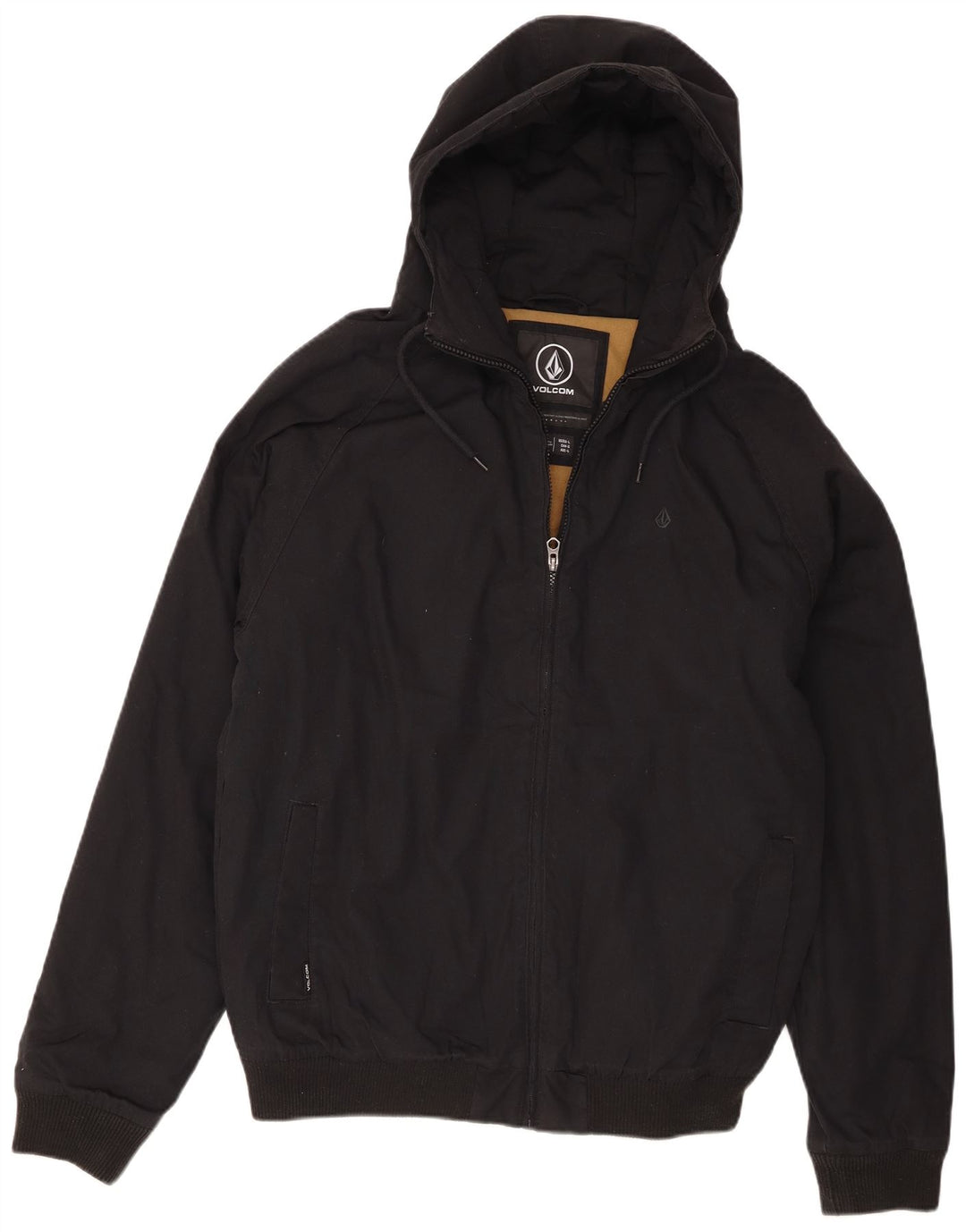 Jaqueta bomber masculina com capuz Volcom UK 40 grande poliéster preto
