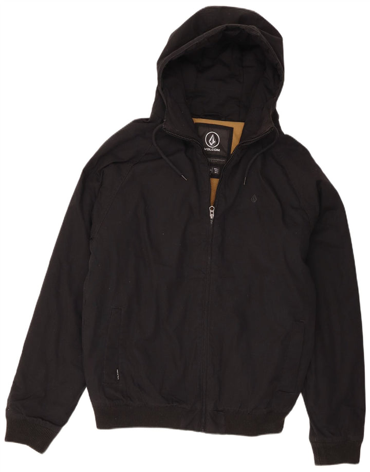 Jaqueta bomber masculina com capuz Volcom UK 40 grande poliéster preto