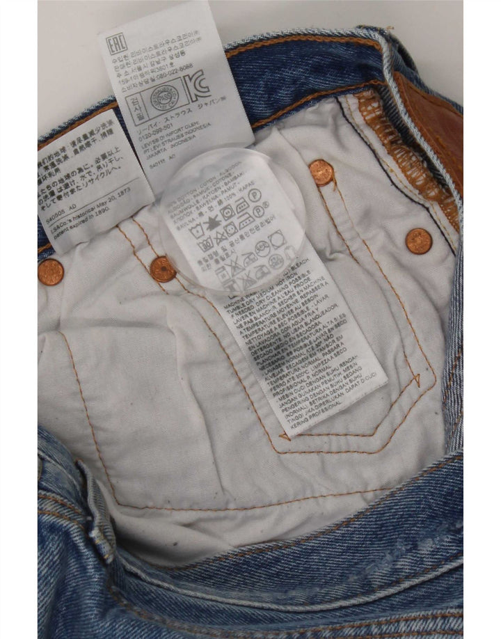 Calça Jeans Levis Feminina 501 Distressed Straight W28 L32 Azul Algodão