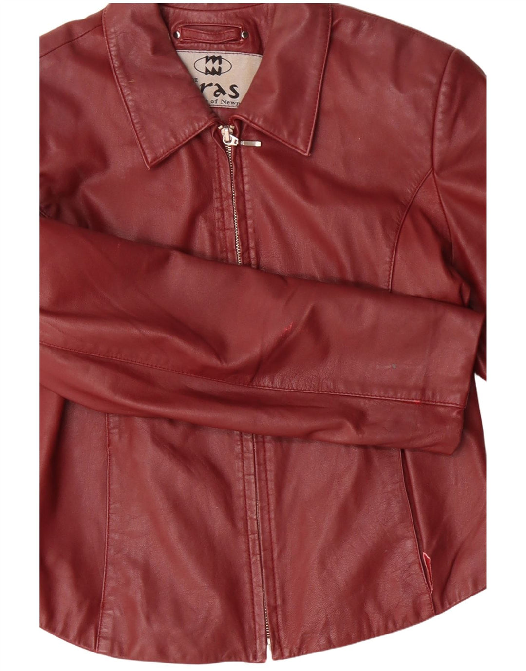 Jaqueta de couro feminina vintage Reino Unido 14 grande couro vermelho