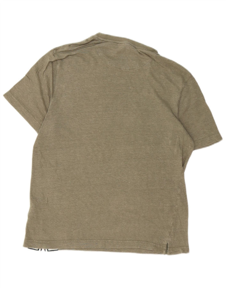 Camiseta masculina regular Ted Baker tamanho superior 3 linho cáqui médio