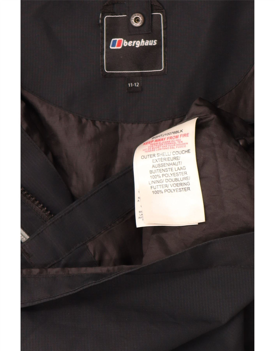 Jaqueta corta-vento com capuz para meninos Berghaus 11-12 anos poliéster preto