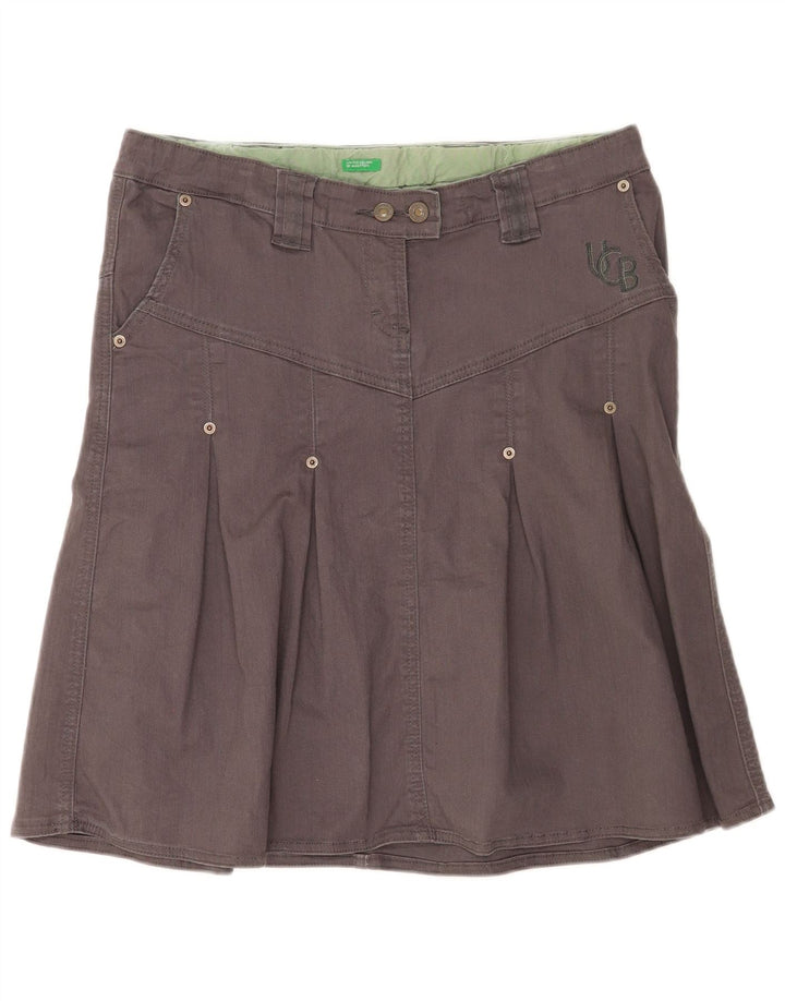 Saia feminina Benetton A-Line pequena W32 algodão cinza