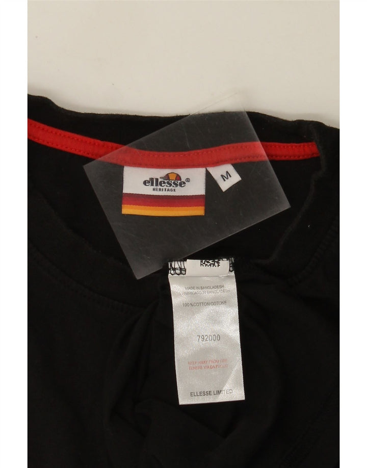 Ellesse Camiseta masculina gráfica Top médio algodão preto