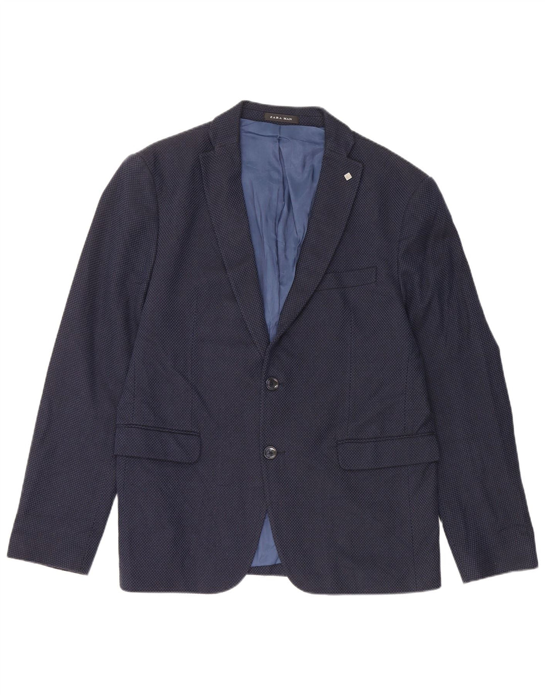 Jaqueta blazer masculina Zara com 2 botões EU 52 grande algodão azul marinho