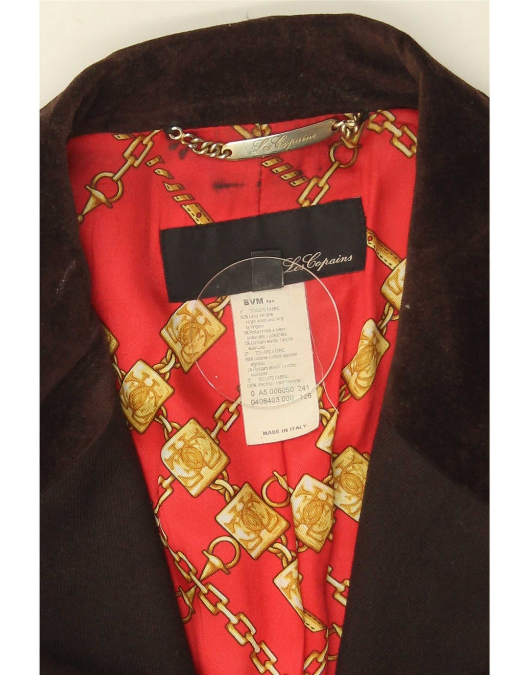 Jaqueta blazer feminina Les Copains com 3 botões IT 52 2XL lã virgem marrom