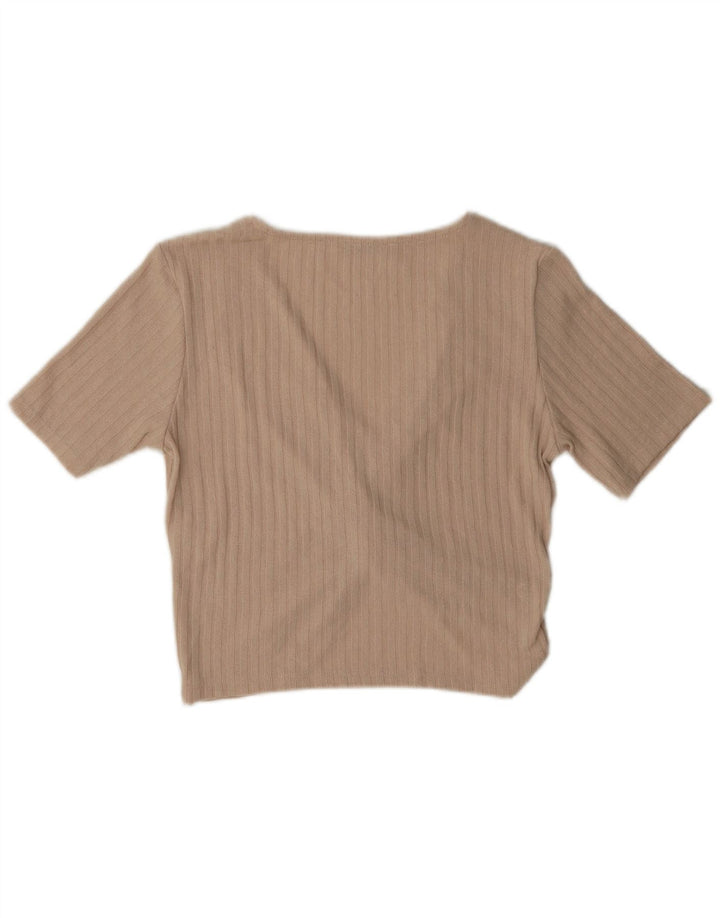 Blusa feminina Zara Top UK 12 poliéster bege médio