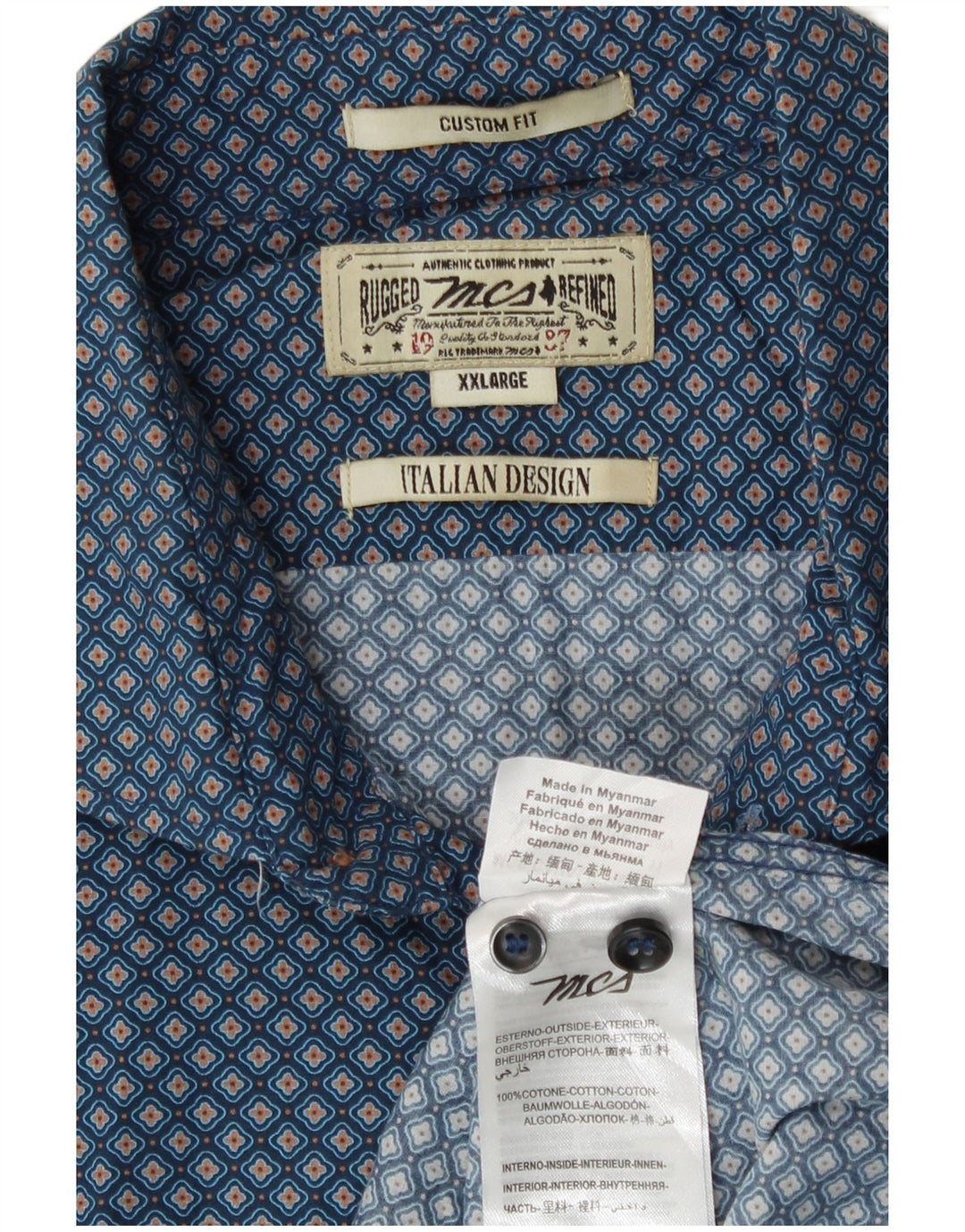 Camisa masculina Marlboro Classics Custom Fit 2XL Azul Marinho Floral Algodão
