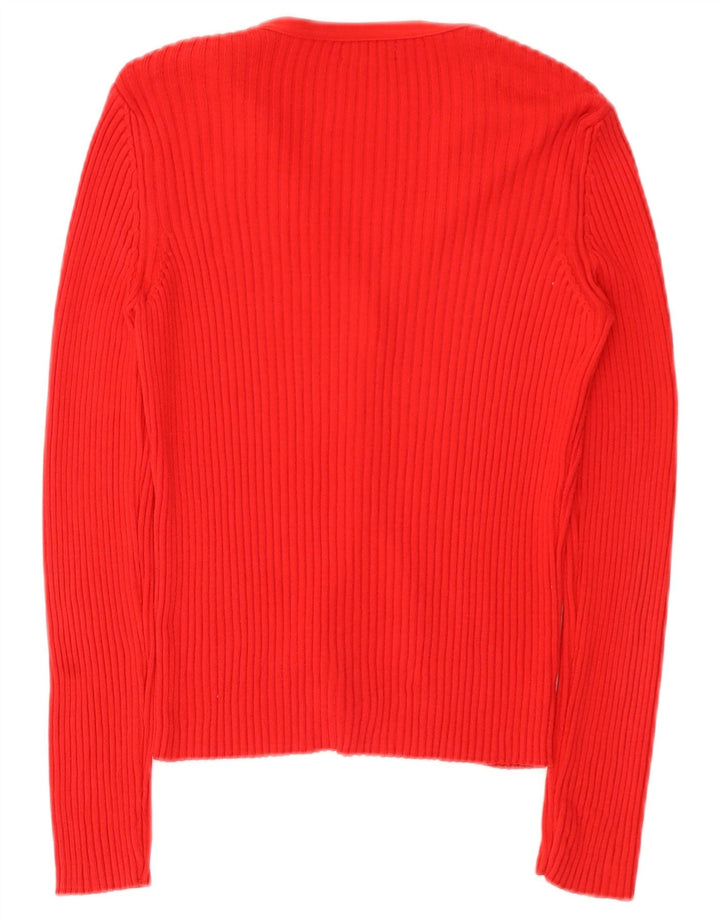 Suéter cardigã feminino Benetton UK 12 algodão vermelho médio