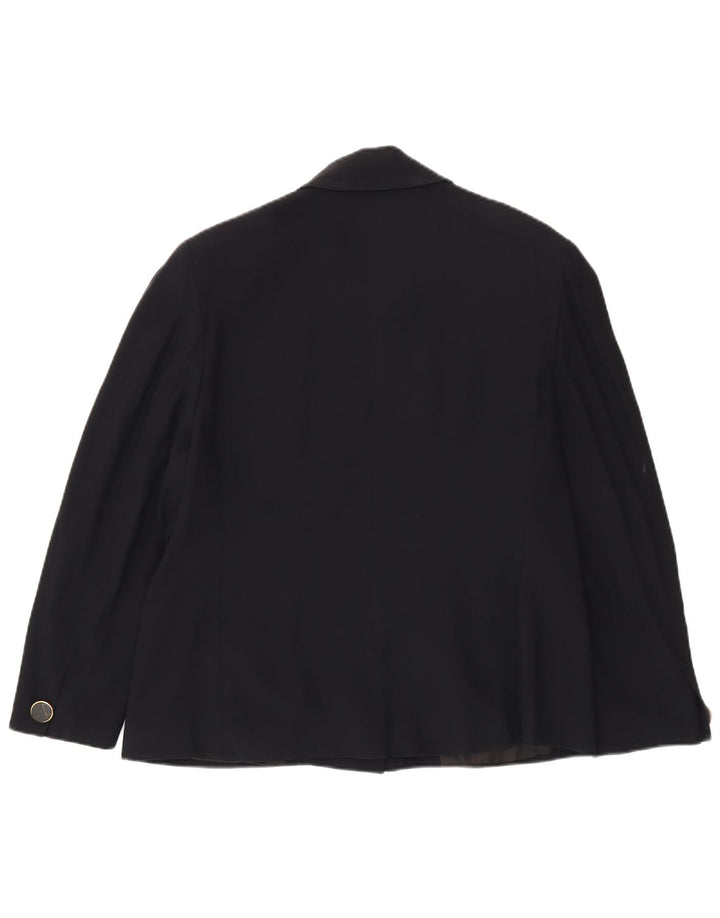 Jaqueta blazer feminina Roccobarocco com peito duplo UK 18 XL azul marinho