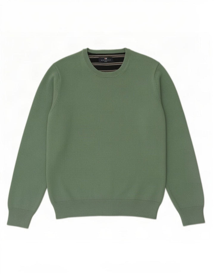 Suéter masculino Marks & Spencer Blue Harbor com gola redonda, verde médio