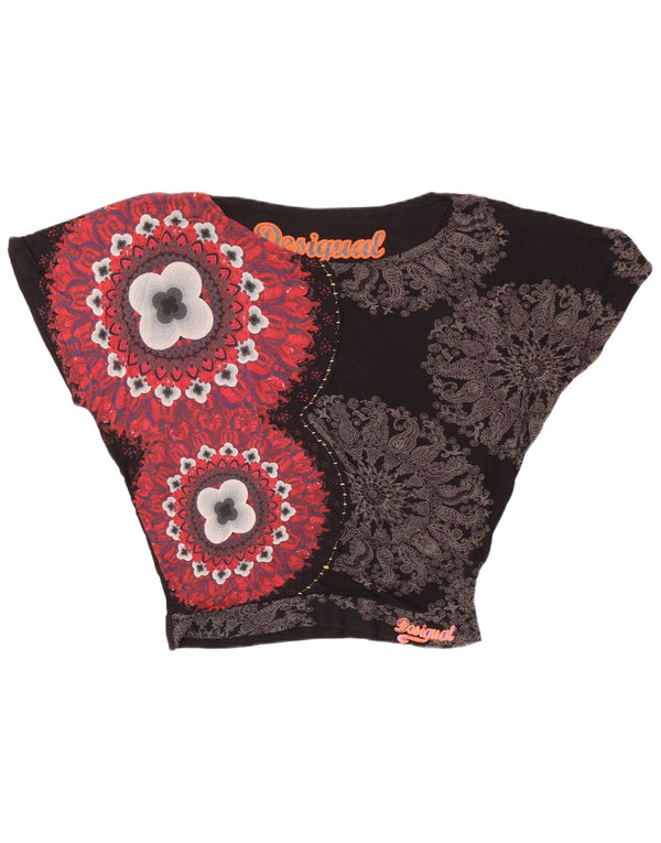 Blusa feminina Desigual estampa batwing top Reino Unido 14 grande preto paisley