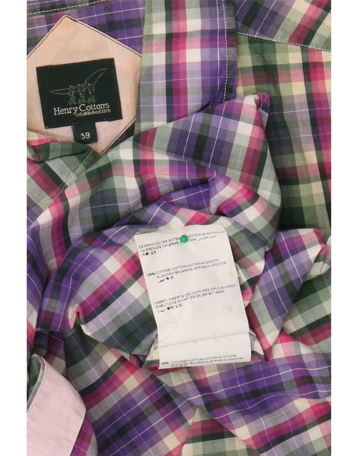 Camisa masculina Henry Cottons tamanho 39 algodão xadrez médio multicolorido