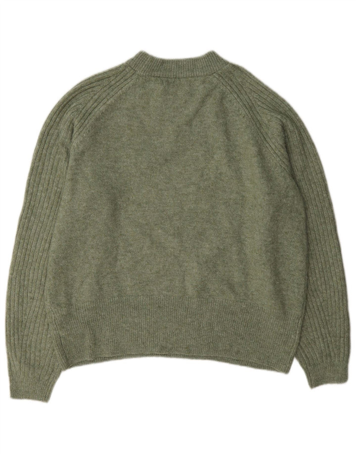 Suéter feminino Marks & Spencer com gola redonda Reino Unido 14 verde médio