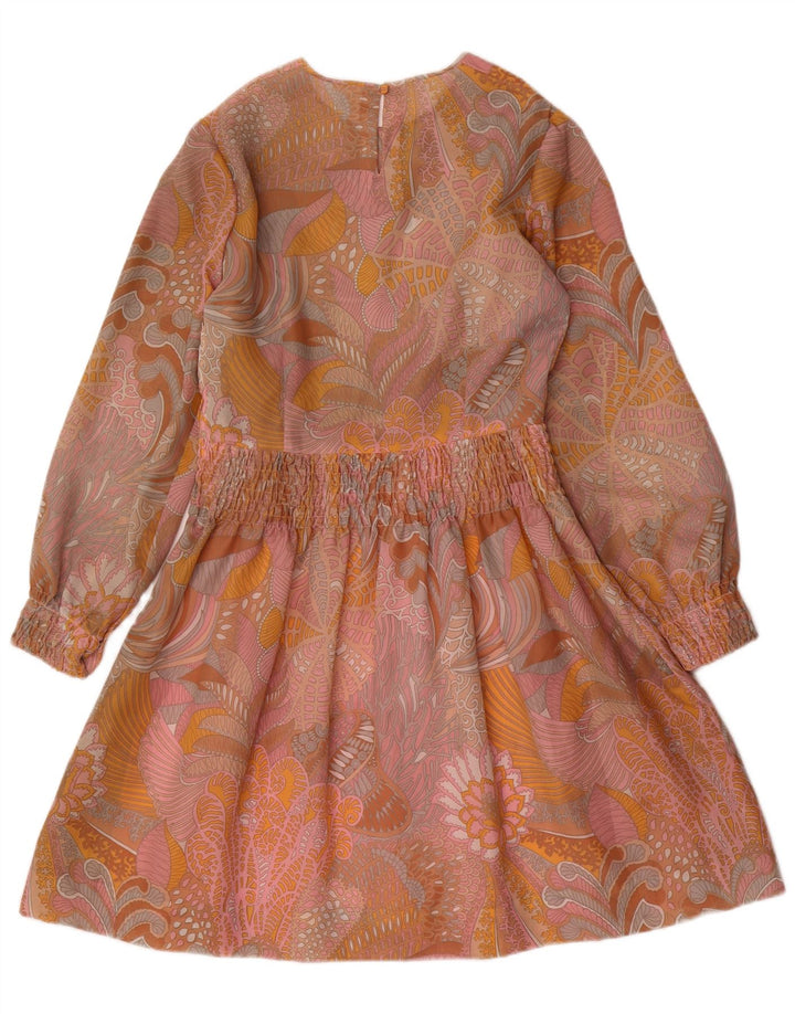 Vestido feminino VINTAGE manga comprida evasê Reino Unido 12 médio paisley multicolorido