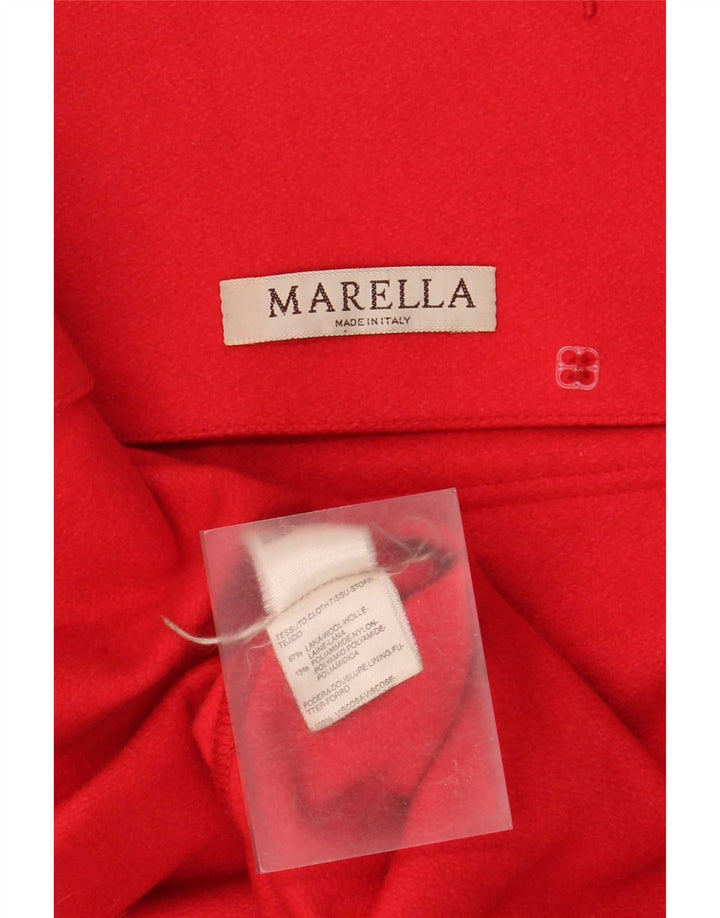 Casaco feminino oversized duplo breasted Marella UK 8 pequeno lã vermelha