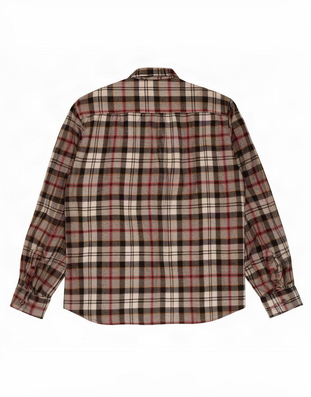 Camisa masculina vintage de flanela grande xadrez cinza
