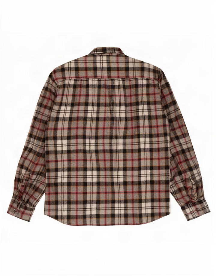 Camisa masculina vintage de flanela grande xadrez cinza