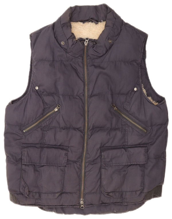White Stuff Womens Sherpa acolchoado Gilet Reino Unido 16 grande algodão azul marinho