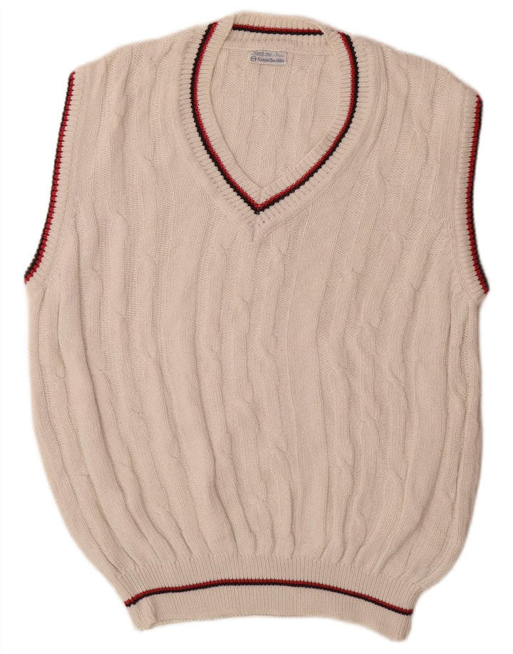 Sergio Tacchini Mens Colete Regata Grande Algodão Branco