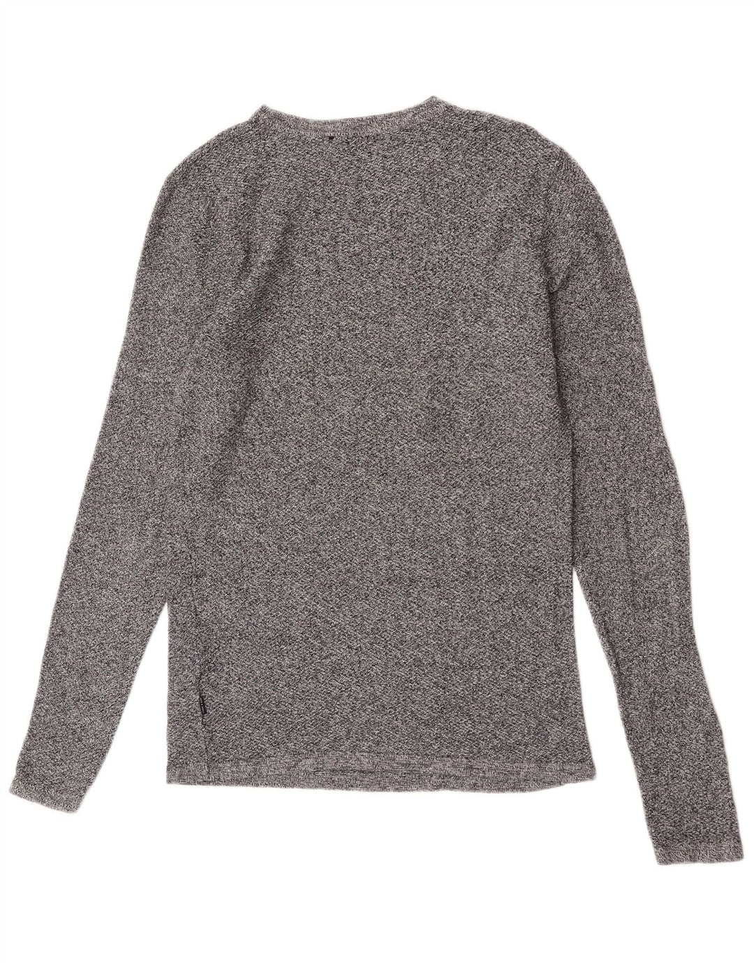 Jack & Jones Camiseta masculina manga comprida algodão manchado cinza médio