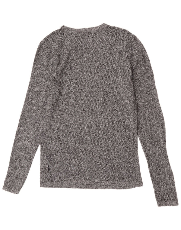 Jack & Jones Camiseta masculina manga comprida algodão manchado cinza médio