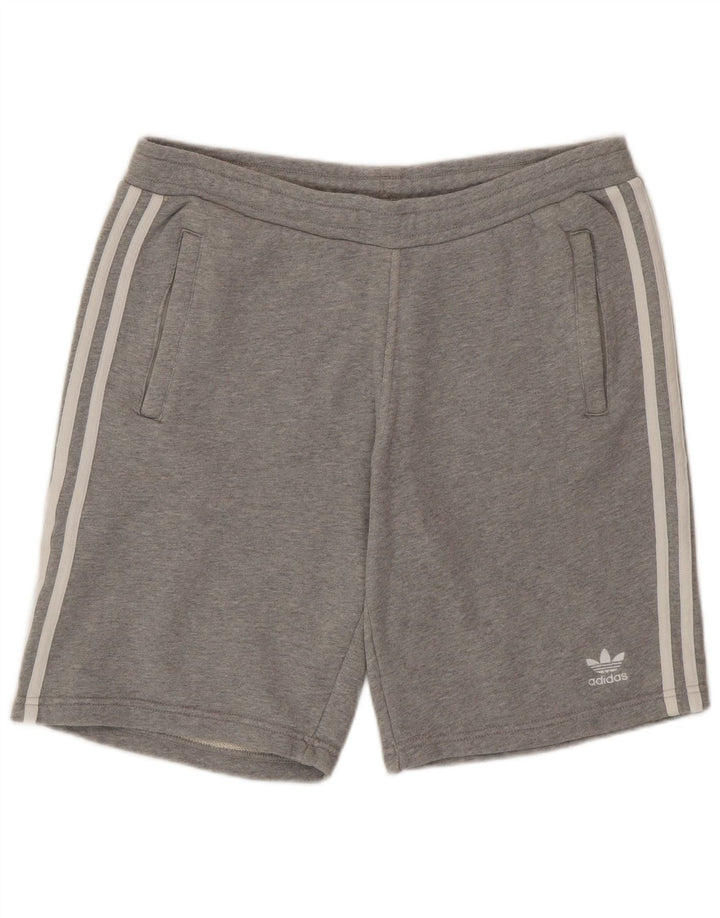 Shorts esportivos masculinos Adidas algodão cinza médio