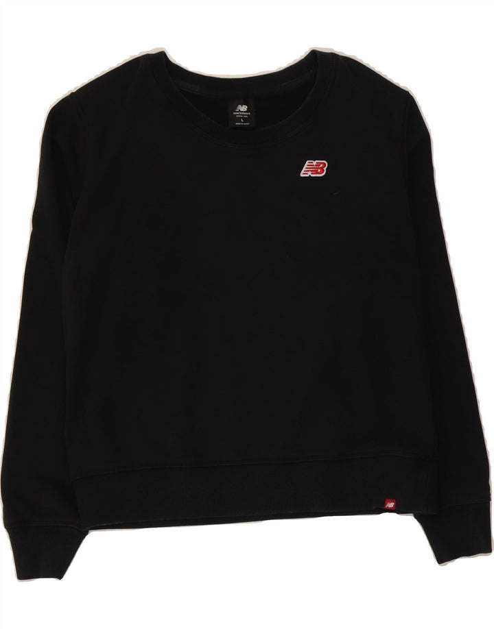 NEW BALANCE Womens Sweatshirt Jumper UK 16 Large Black Cotton Vintage New Balance and Second-Hand New Balance from Messina Hembry 
