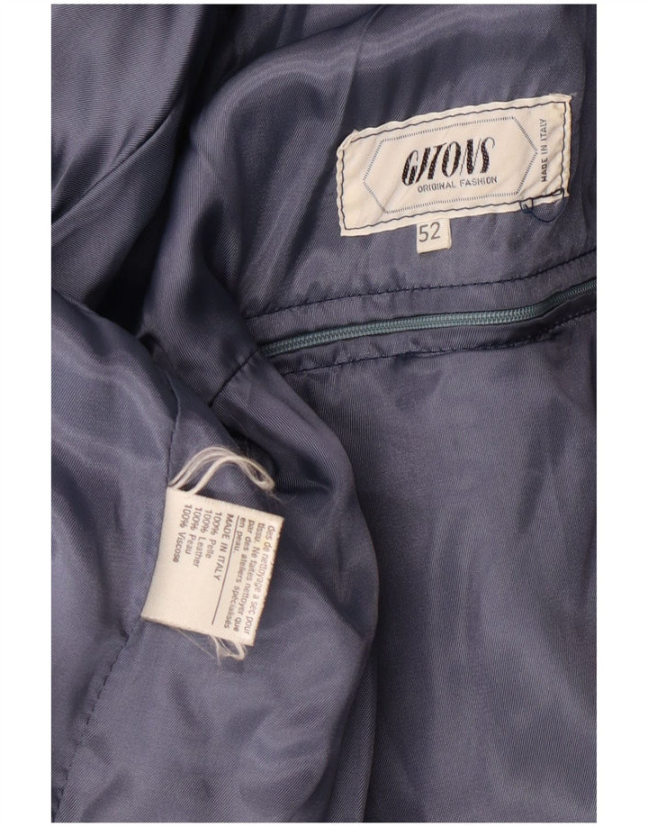 Jaqueta de couro militar masculina VINTAGE IT 52 XL couro azul