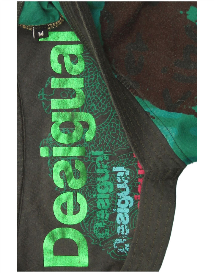 Túnica feminina Desigual com padrão abstrato Reino Unido 14 algodão verde médio