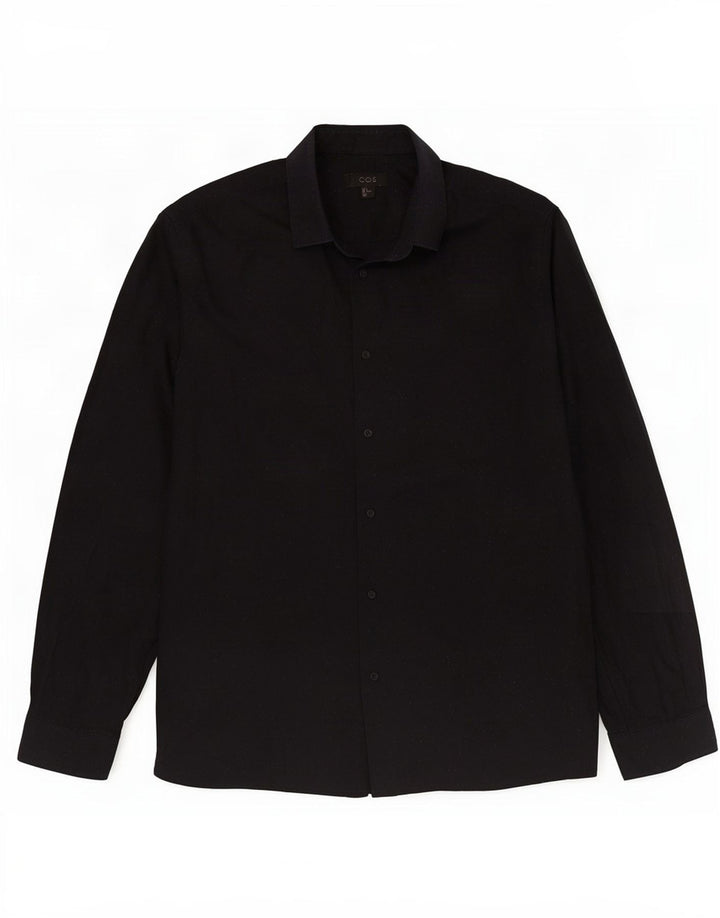 Camisa masculina Cos de algodão manchado azul marinho médio