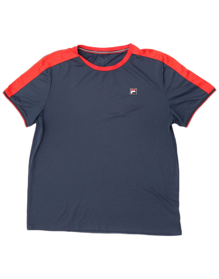 Fila Camiseta masculina Top 2XL Azul marinho Colourblock Poliéster