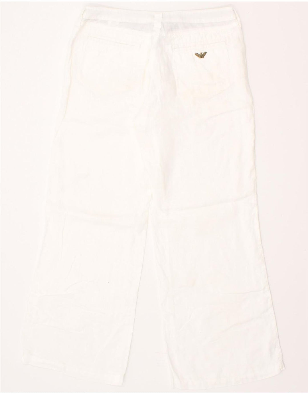 ARMANI Womens Straight Casual Trousers W32 L30 White Linen Vintage Armani and Second-Hand Armani from Messina Hembry 