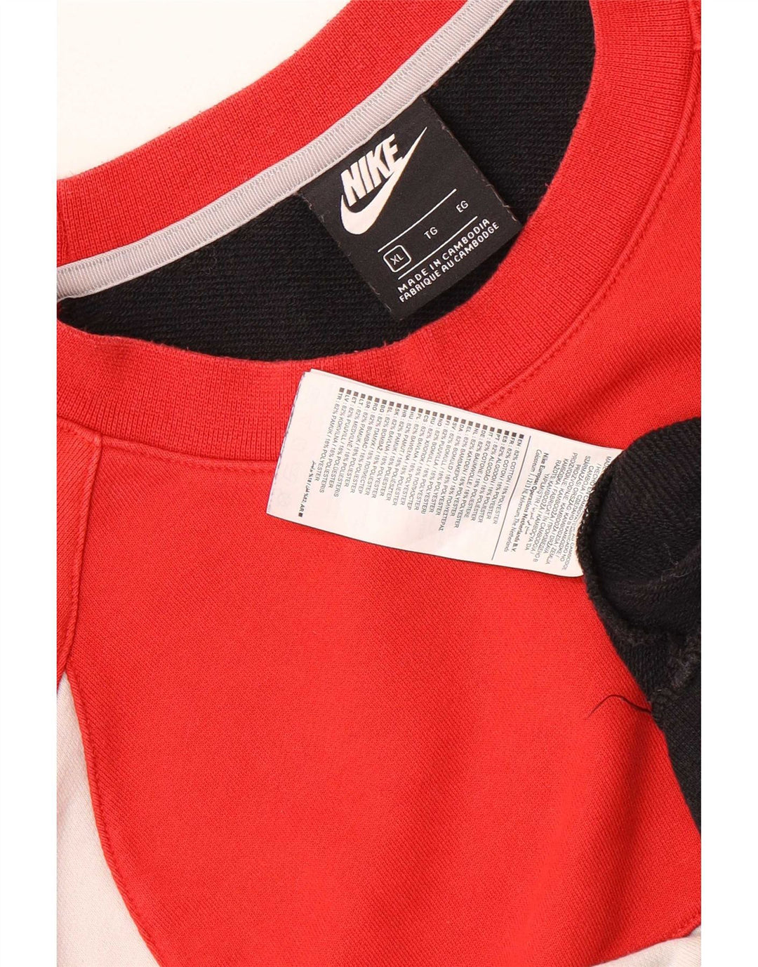 Moletom gráfico masculino Nike Jumper XL vermelho colorblock algodão