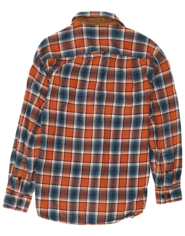 Camisa masculina de flanela Orvis pequena laranja xadrez algodão