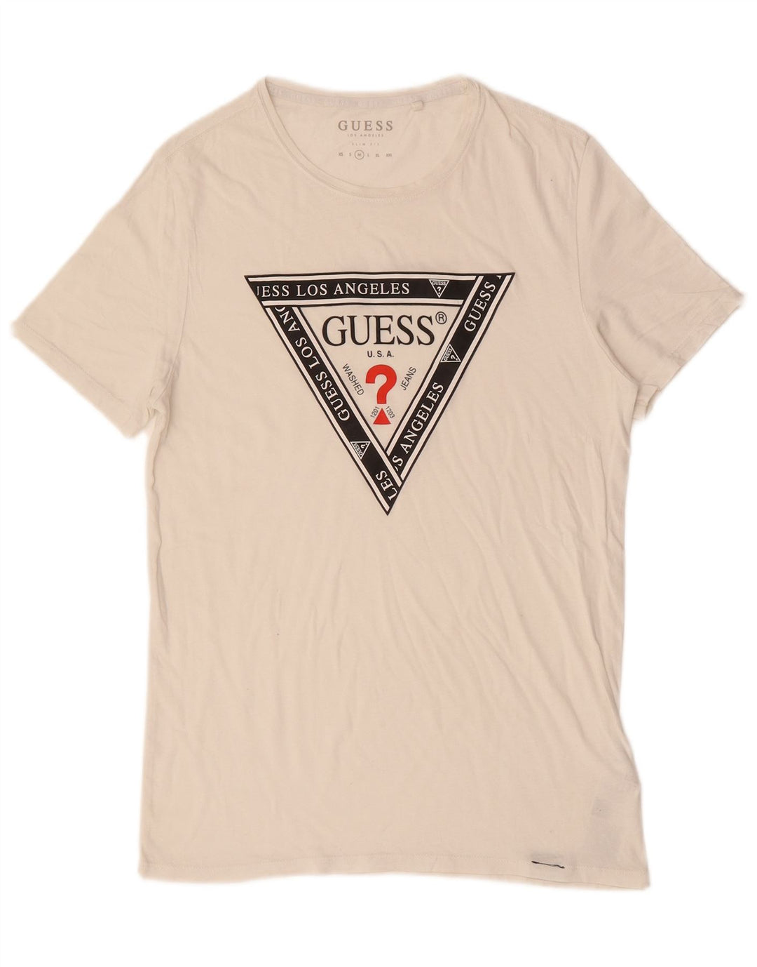 Camiseta masculina GUESS Slim Fit gráfica top médio off white algodão