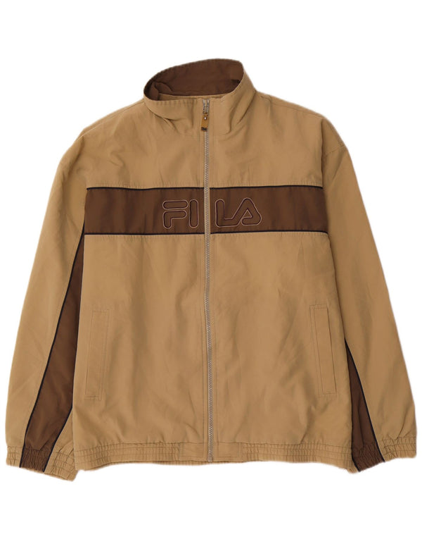 Jaqueta masculina com agasalho gráfico FILA grande bloco colorido bege