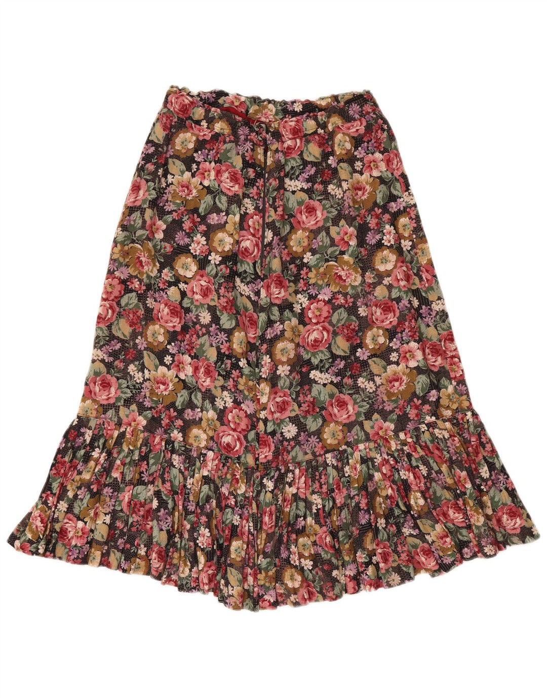 Saia feminina vintage linha A W28 média floral multicolorida