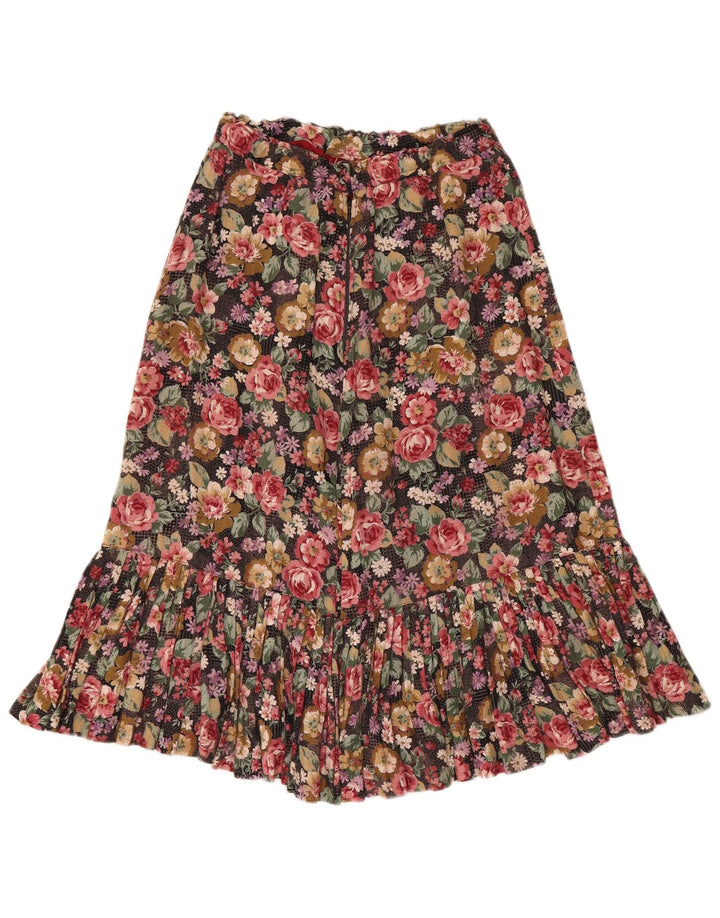 Saia feminina vintage linha A W28 média floral multicolorida