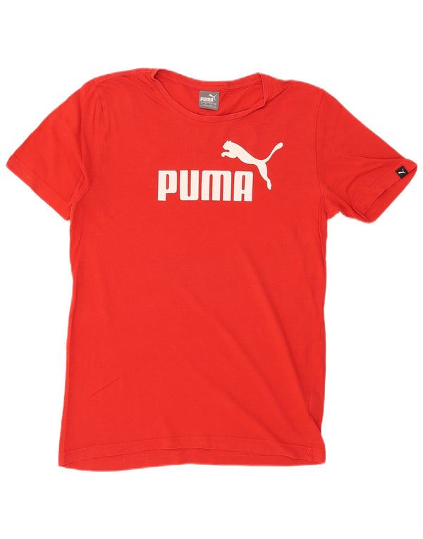 Puma Mens Graphic T-Shirt Top Pequeno Algodão Vermelho