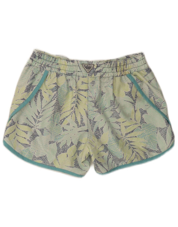 Shorts esportivos femininos Columbia UK 8 poliéster floral verde pequeno