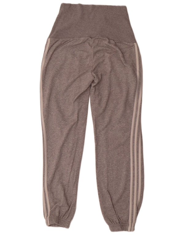 Calça de treino feminina Adidas Joggers UK 8/10 pequeno cinza manchado de algodão