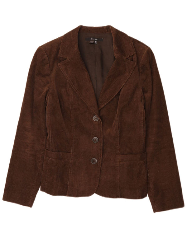 Zara Jaqueta blazer feminina de veludo cotelê com 3 botões Reino Unido 14 grande algodão marrom