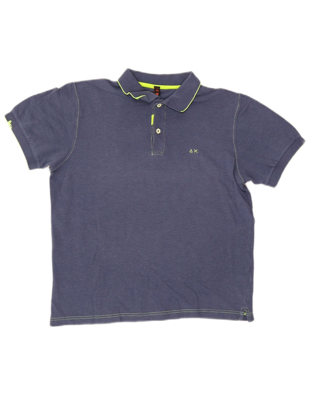 Camisa polo masculina Sun68 de algodão azul marinho médio